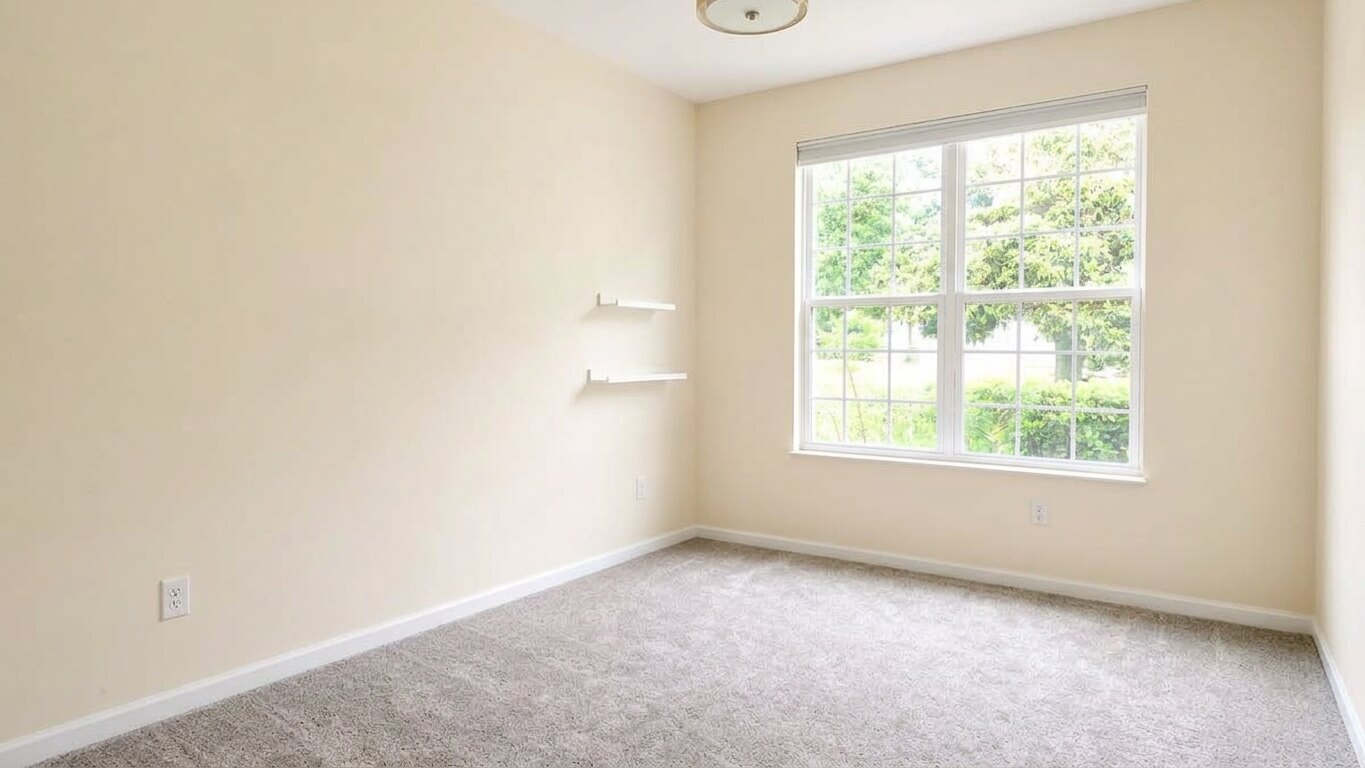 Tenant's nursery with the child's name on the wall, then the same room neutral and empty — after unstaging